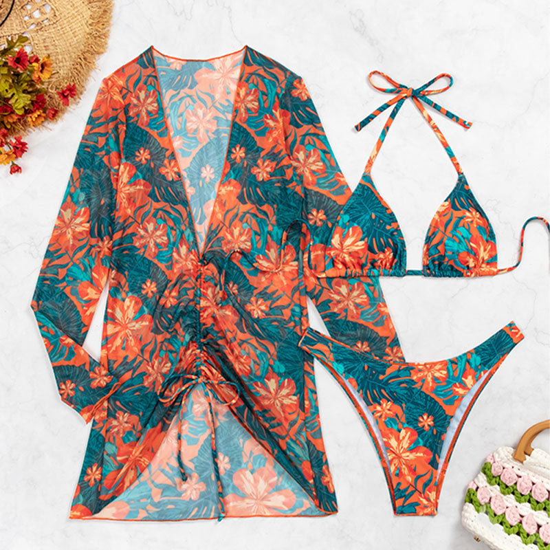 Evangeline - Floral Long Sleeve Swim Dress