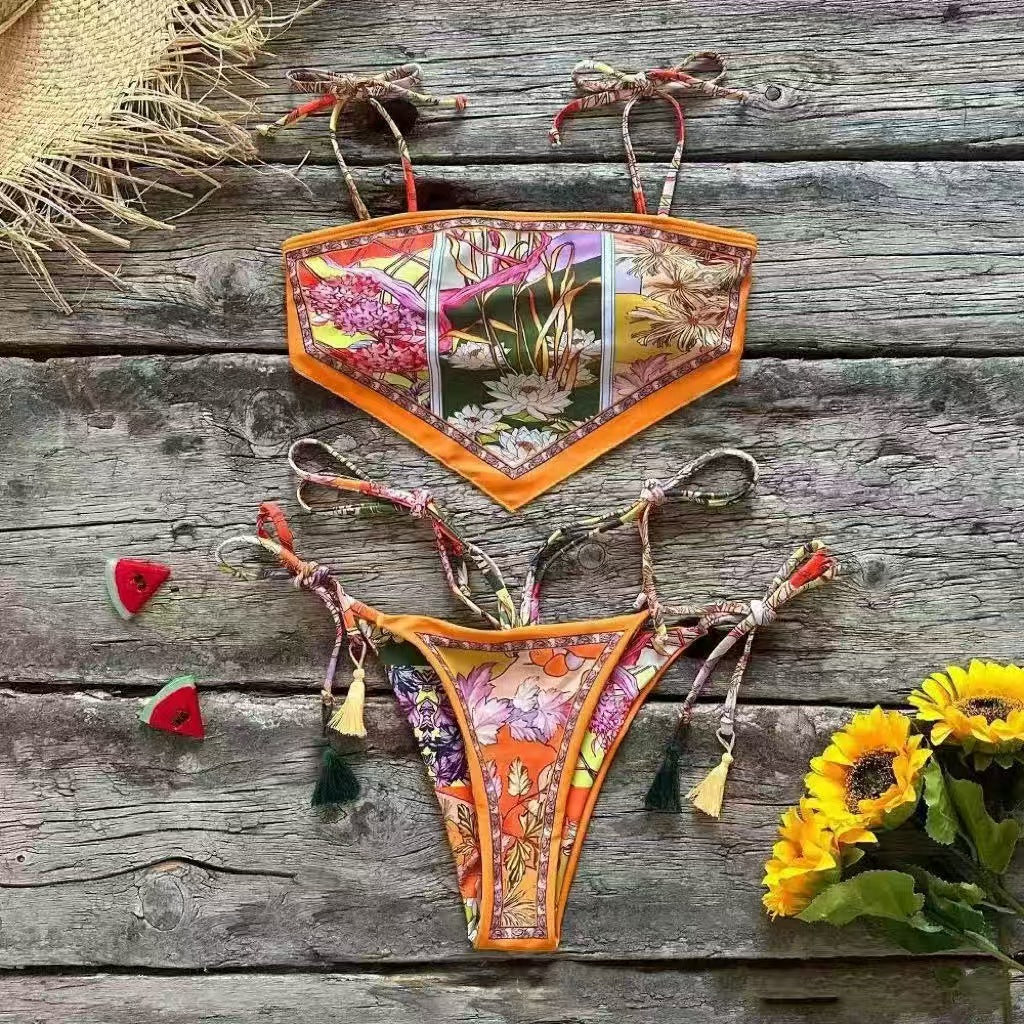 Anastasia - Retro Print Bikini with Scarf