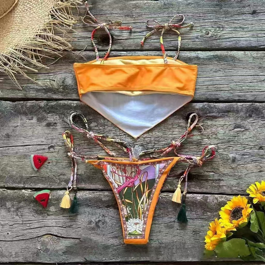 Anastasia - Retro Print Bikini with Scarf