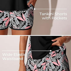 Constance - Tankini with Leaf Print Shorts