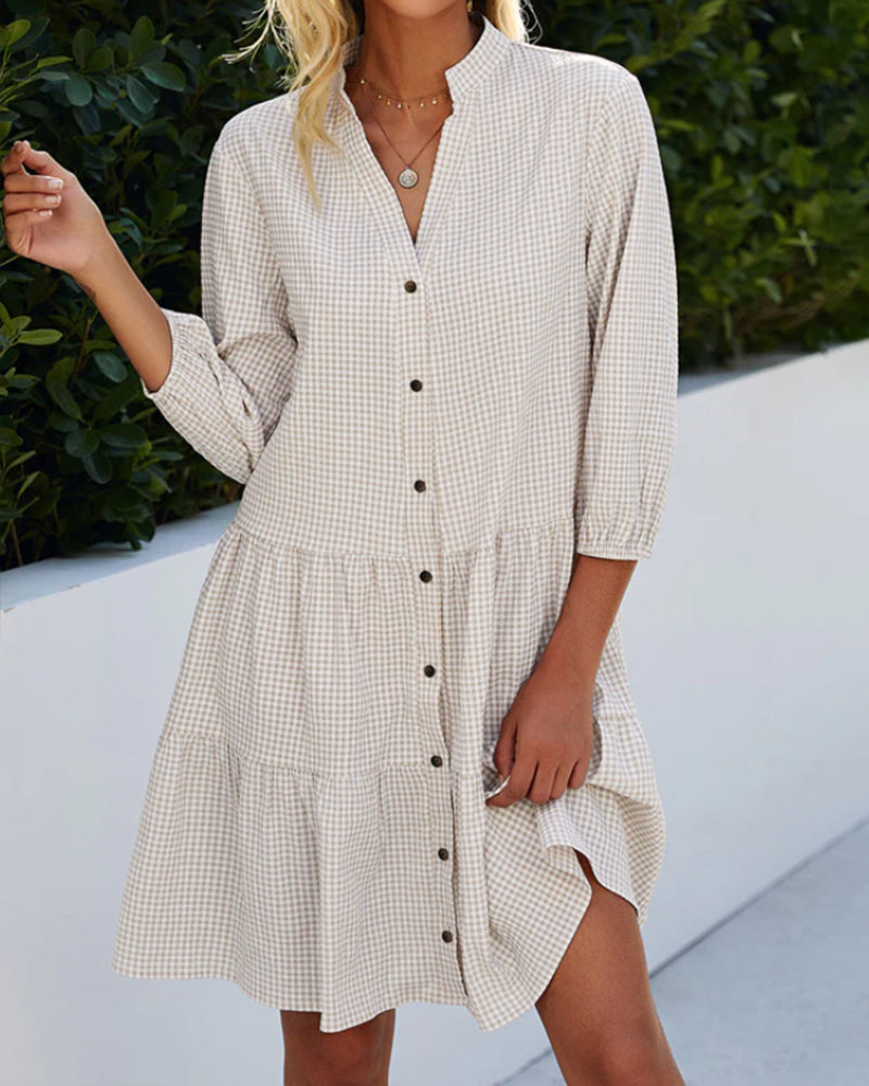Rhiannon - Tiered Shirt Dress — Khaki