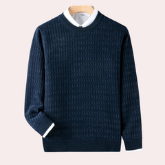 Braxton - Textured Crew Jumper — Blue