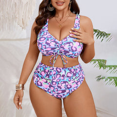 Seraphina - Ruched Leopard Bikini Set — Purplish-pink