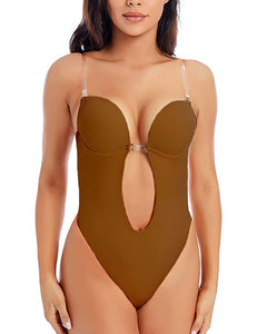 Jacqueline - Backless Shaping Bodysuit — Brown
