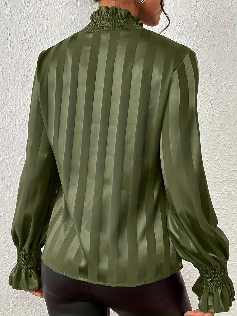 Charmaine - High Neck Stripe Blouse