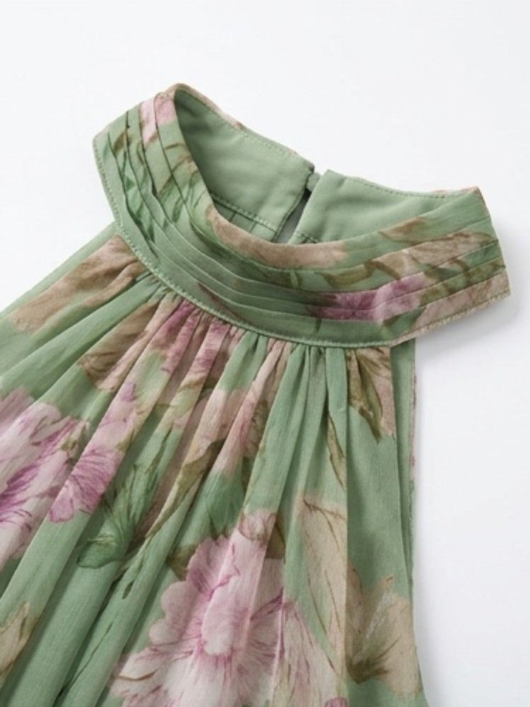 Amalia - Floral Chiffon Halter Maxi Dress