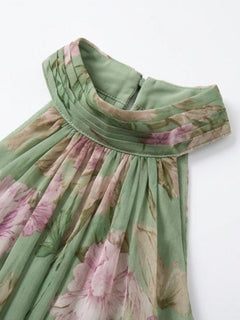 Amalia - Floral Chiffon Halter Maxi Dress