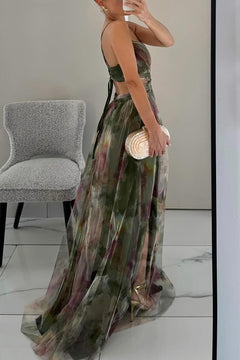 Wilhelmina - Ombre Print Chiffon Gown