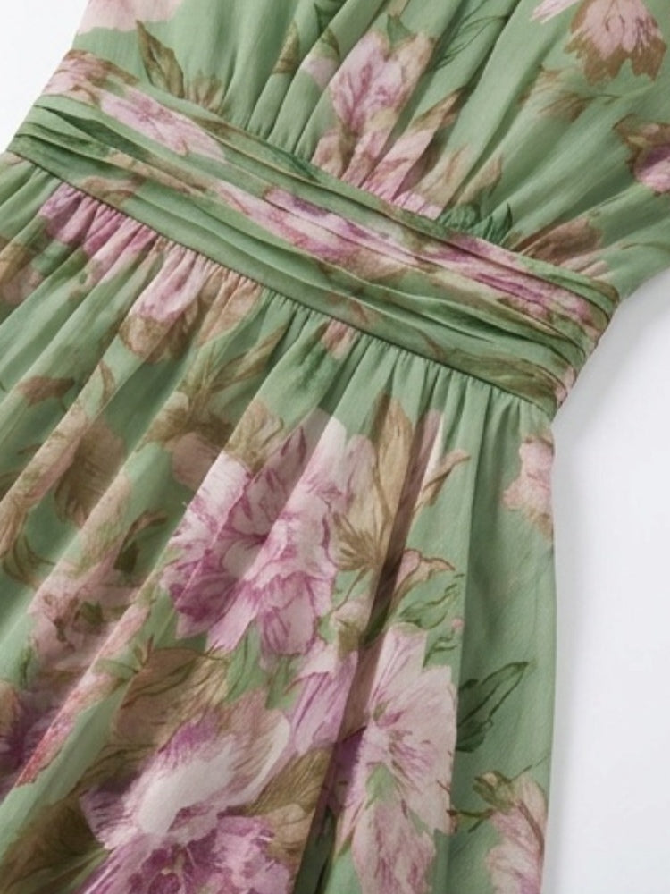 Amalia - Floral Chiffon Halter Maxi Dress