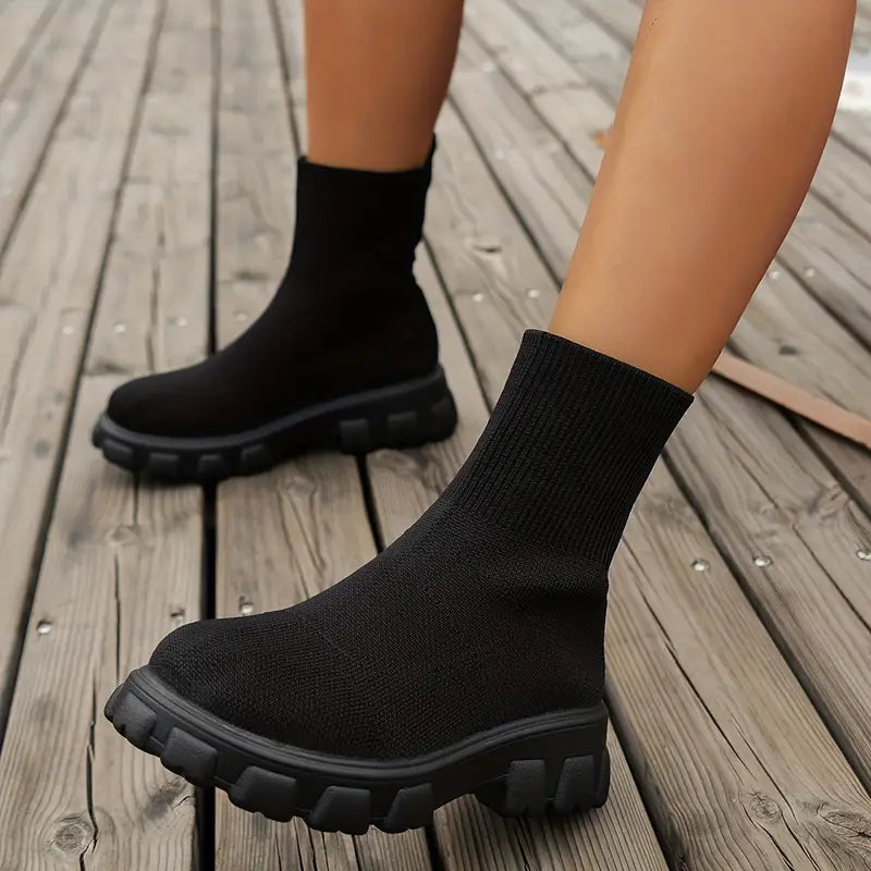 Mabel - Knit Sock Boots