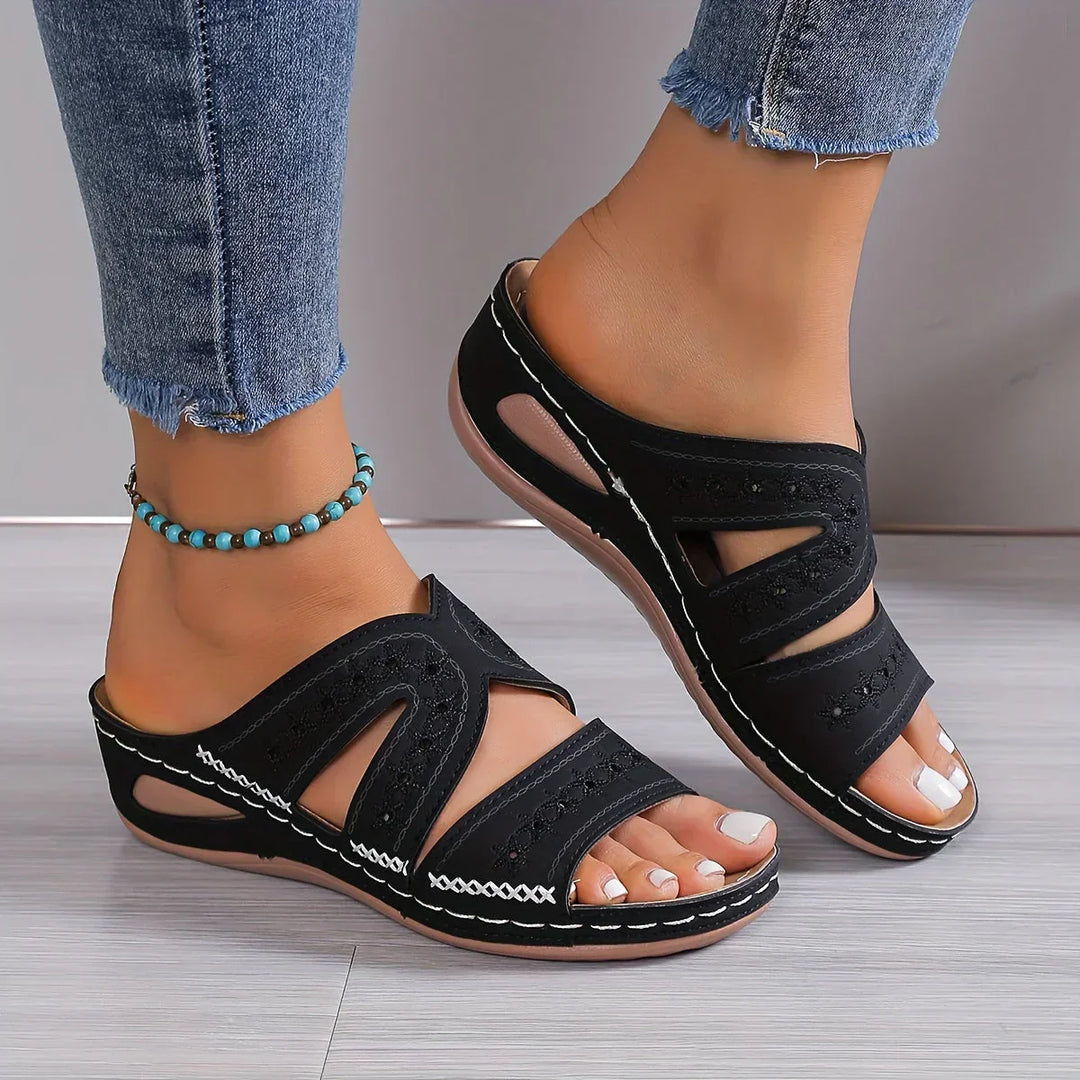Estelle - Cutout Comfort Sandals — Black