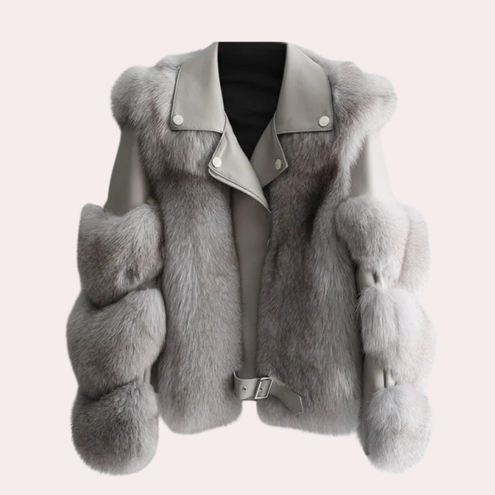 Emerson - Cropped Faux Fur Jacket — Grey