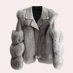 Emerson - Cropped Faux Fur Jacket — Grey