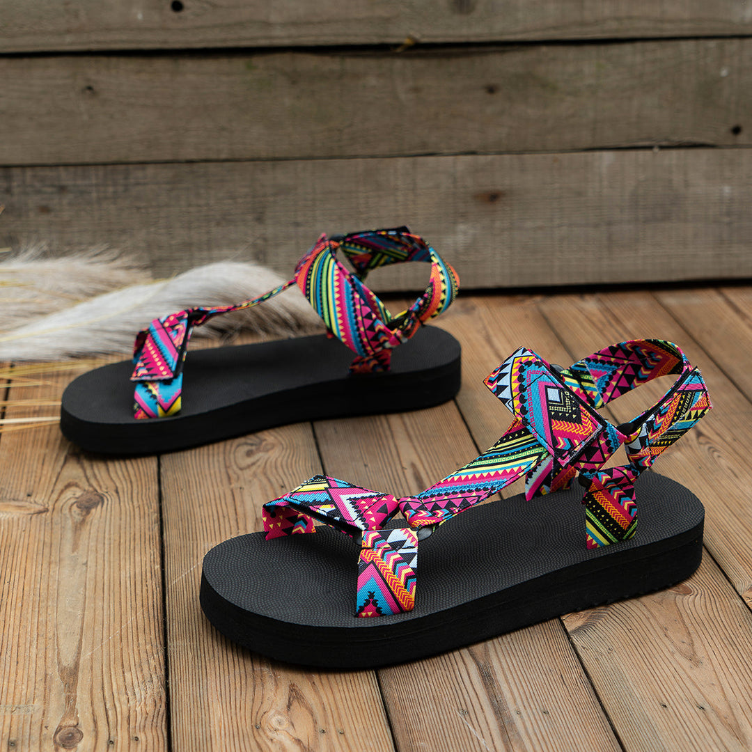 Elsie - Embroidered Flat Sandals