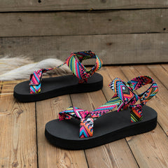 Elsie - Embroidered Flat Sandals