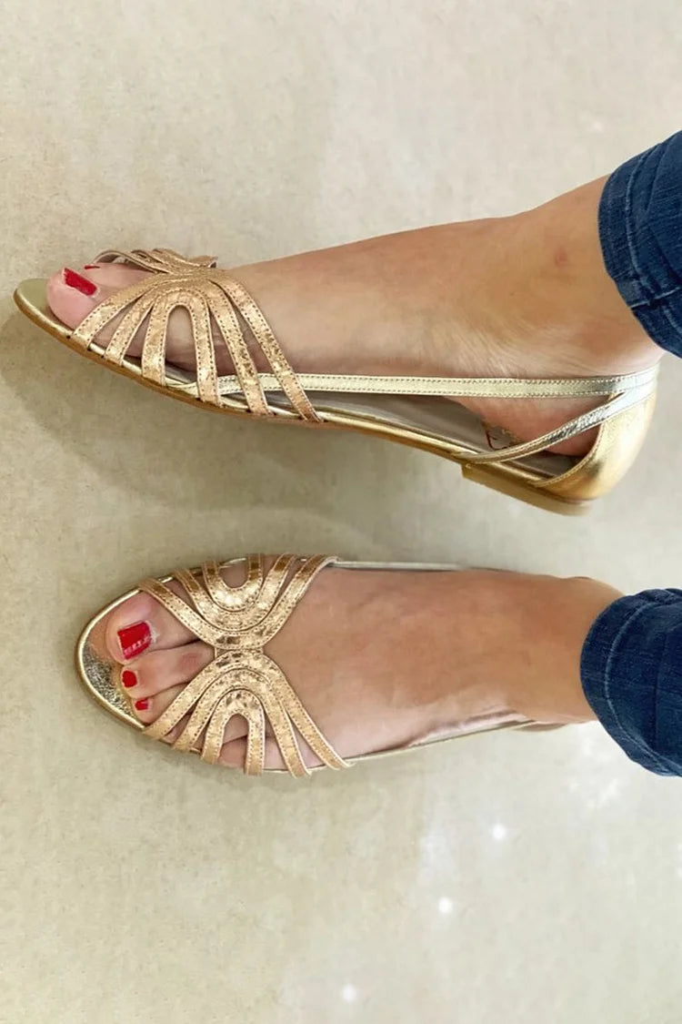 Charmaine - Woven Ribbon Flats — Gold