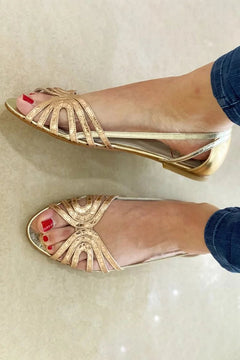 Charmaine - Woven Ribbon Flats — Gold