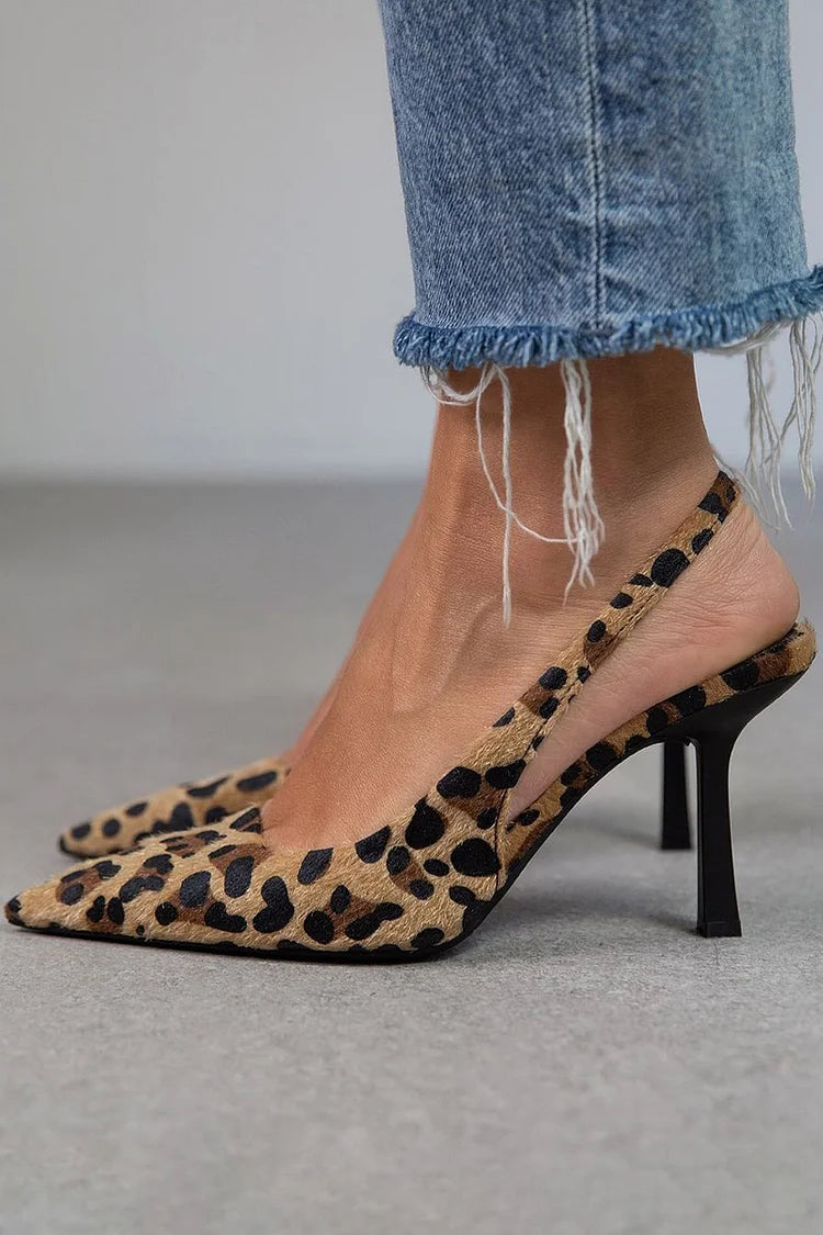Morwenna - Leopard Slingback Heels