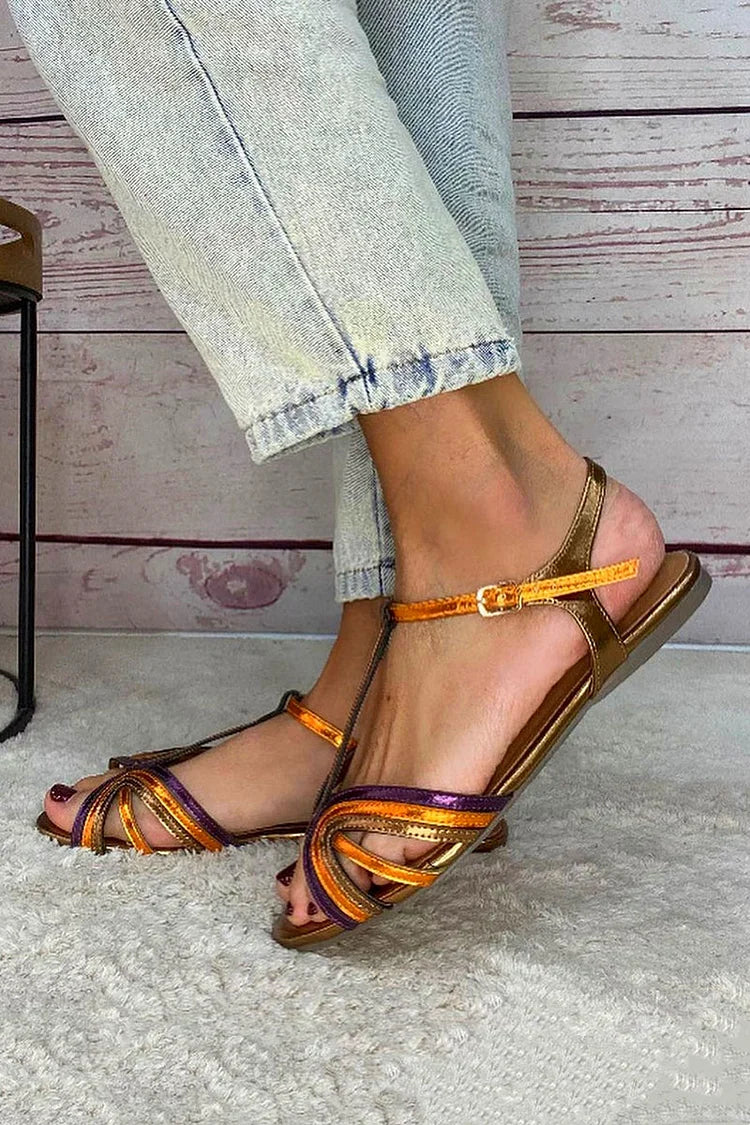 Bernadette - Painted Print Flat Sandals