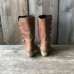 Pauline - Distressed Mid Calf Boots