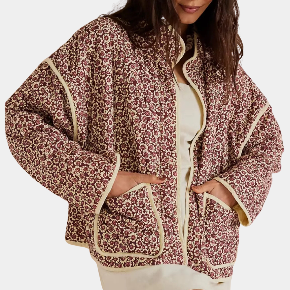 Savannah - Ditsy Floral Quilted Jacket — Red