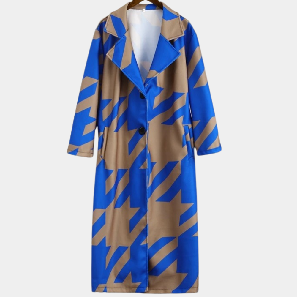 Ramona - Printed Longline Coat — Blue