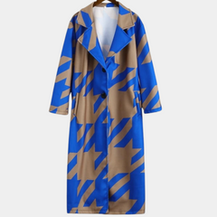 Ramona - Printed Longline Coat — Blue