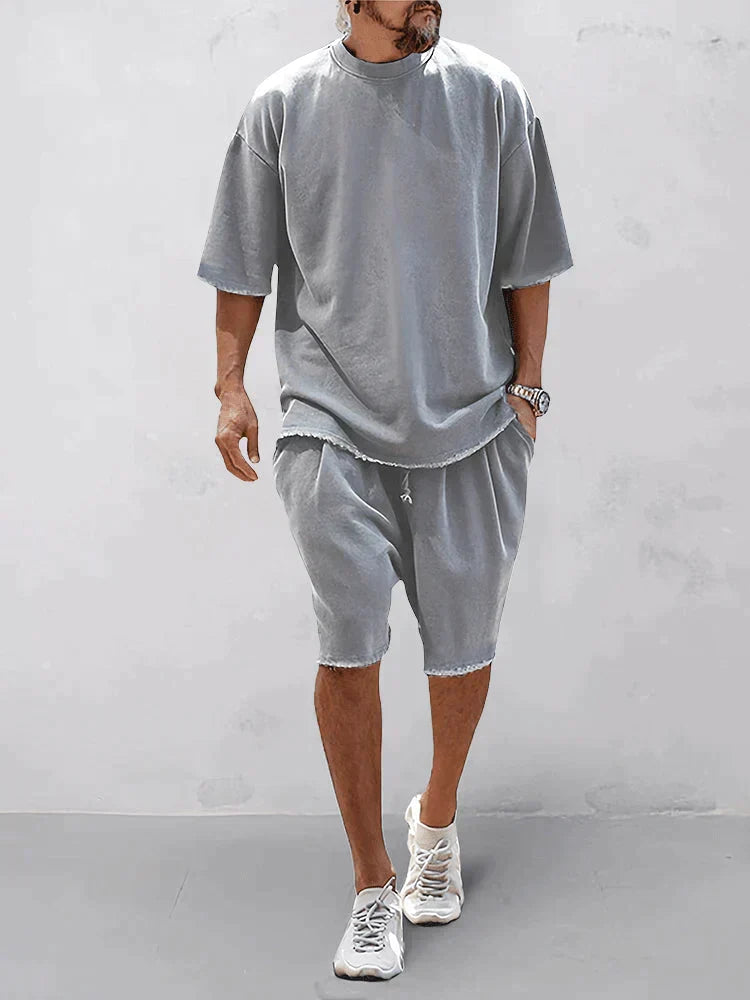 Marguerite - Oversized Tee and Shorts Set — Gray