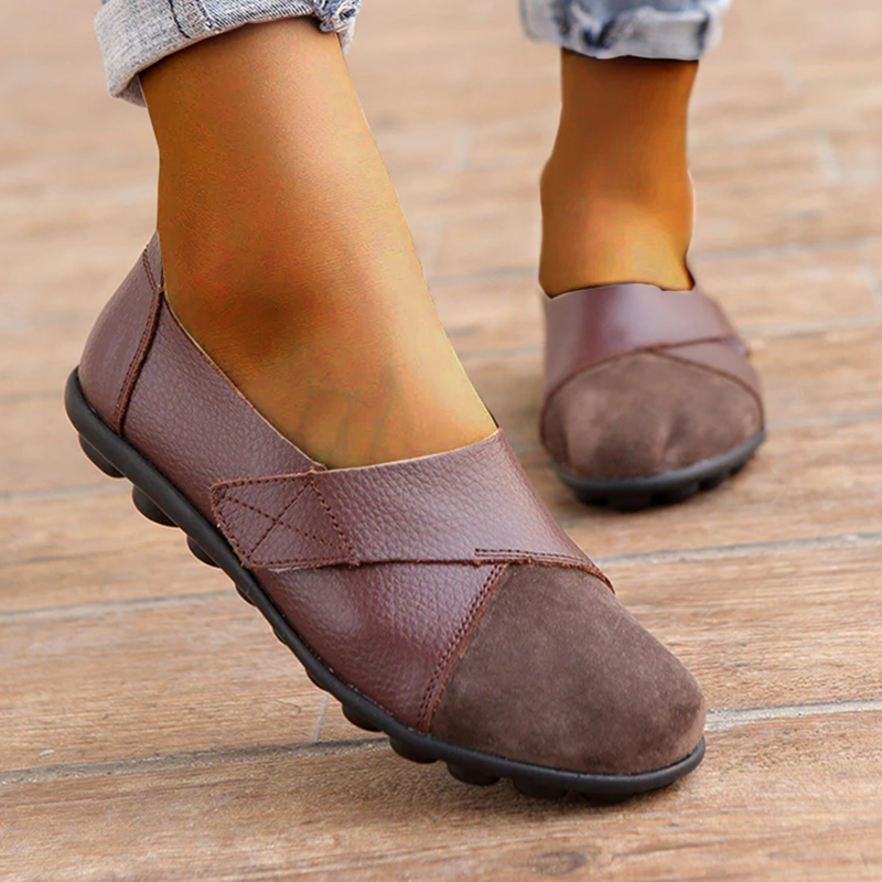 Teresa - Leather Slip on Flats — Coffee