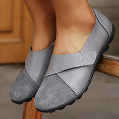 Teresa - Leather Slip on Flats — grey