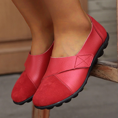 Teresa - Leather Slip on Flats — red