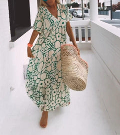 Wilhelmina - Print Maxi Dress with Collar