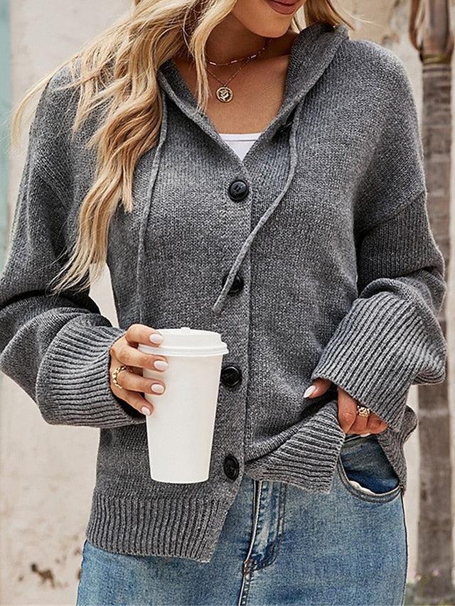 Christina - Hooded Button Knit Cardigan