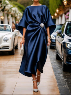 Lucienne - Shimmer Satin Midi Dress