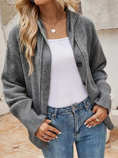 Christina - Hooded Button Knit Cardigan