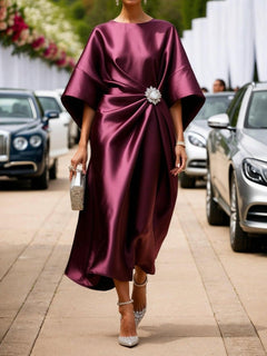 Lucienne - Shimmer Satin Midi Dress