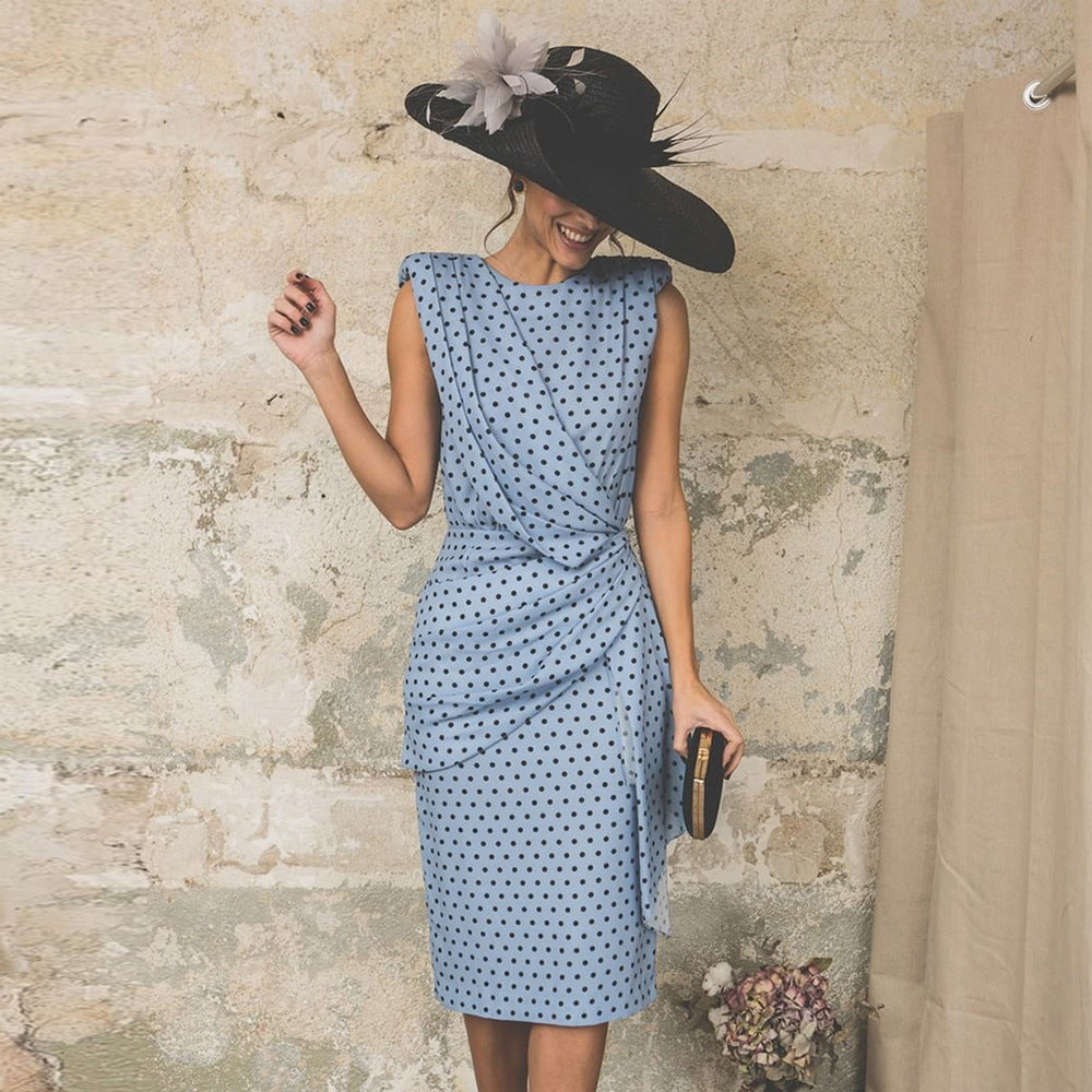 Ruby - Geometric Print Pencil Dress — Blue