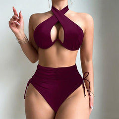 Elspeth - Crossover Halter High Waist Set — Print 8
