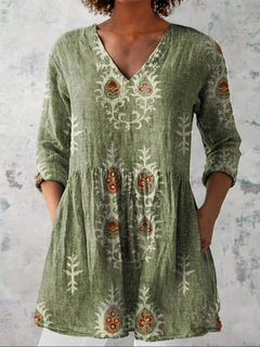 Francesca - Embroidered Blossom Tunic — Green