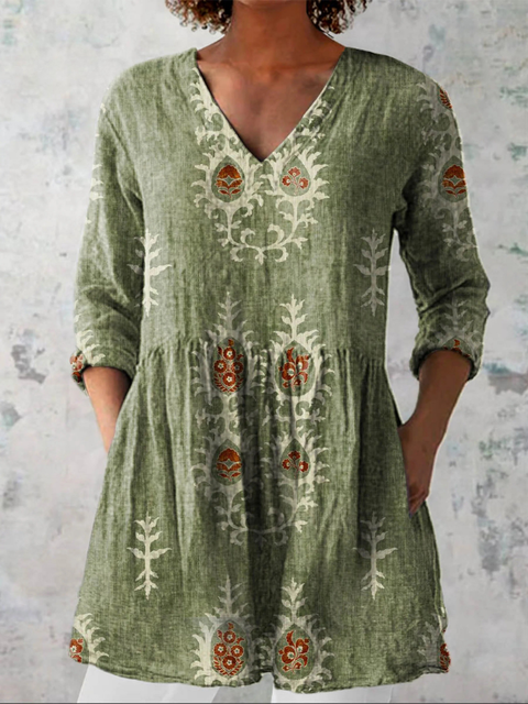 Francesca - Embroidered Blossom Tunic — Green