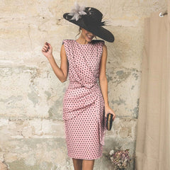 Ruby - Geometric Print Pencil Dress — Pink
