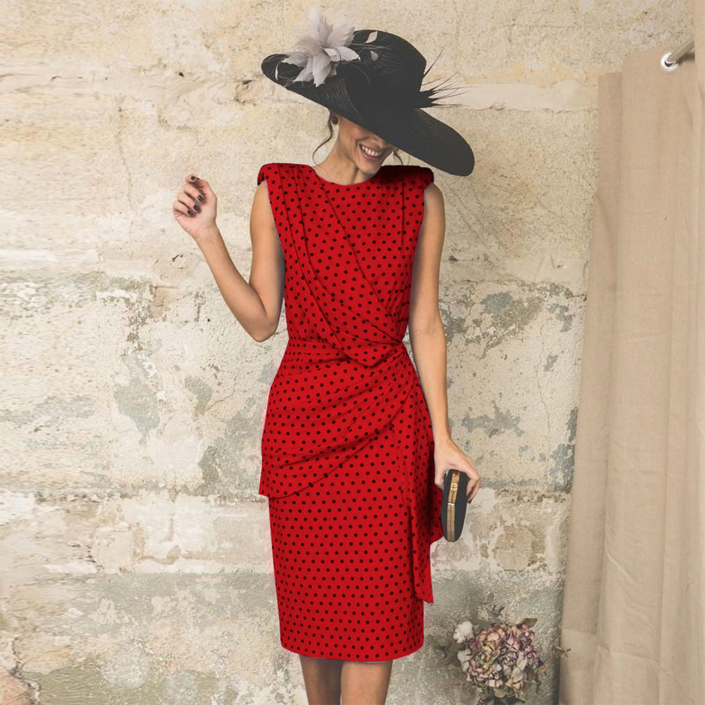 Ruby - Geometric Print Pencil Dress — Red