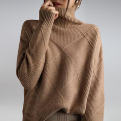 Veronica - Oversized Turtleneck Knit — Brown