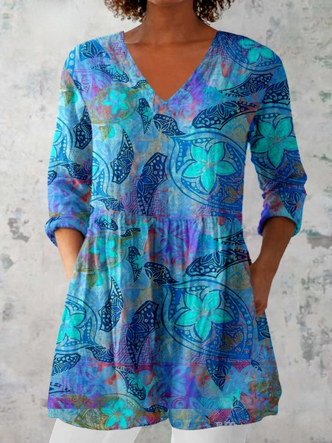 Charmaine - Blue and Turquoise Tunic — Blue