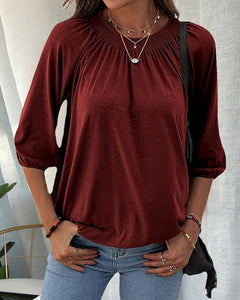 Madeline - Top with Puff Sleeves — Burgundy red