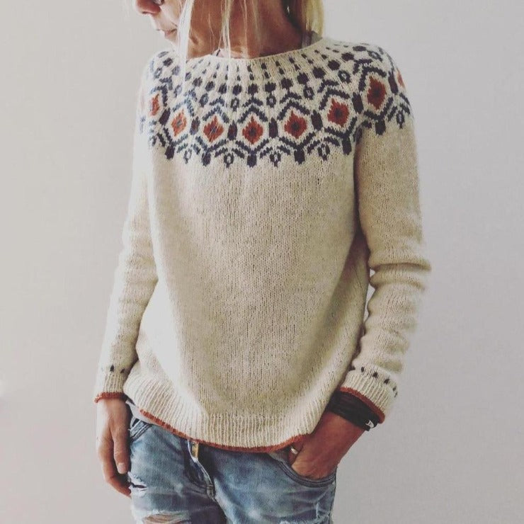 Isla - Fair Isle Yoke Knit — Khaki
