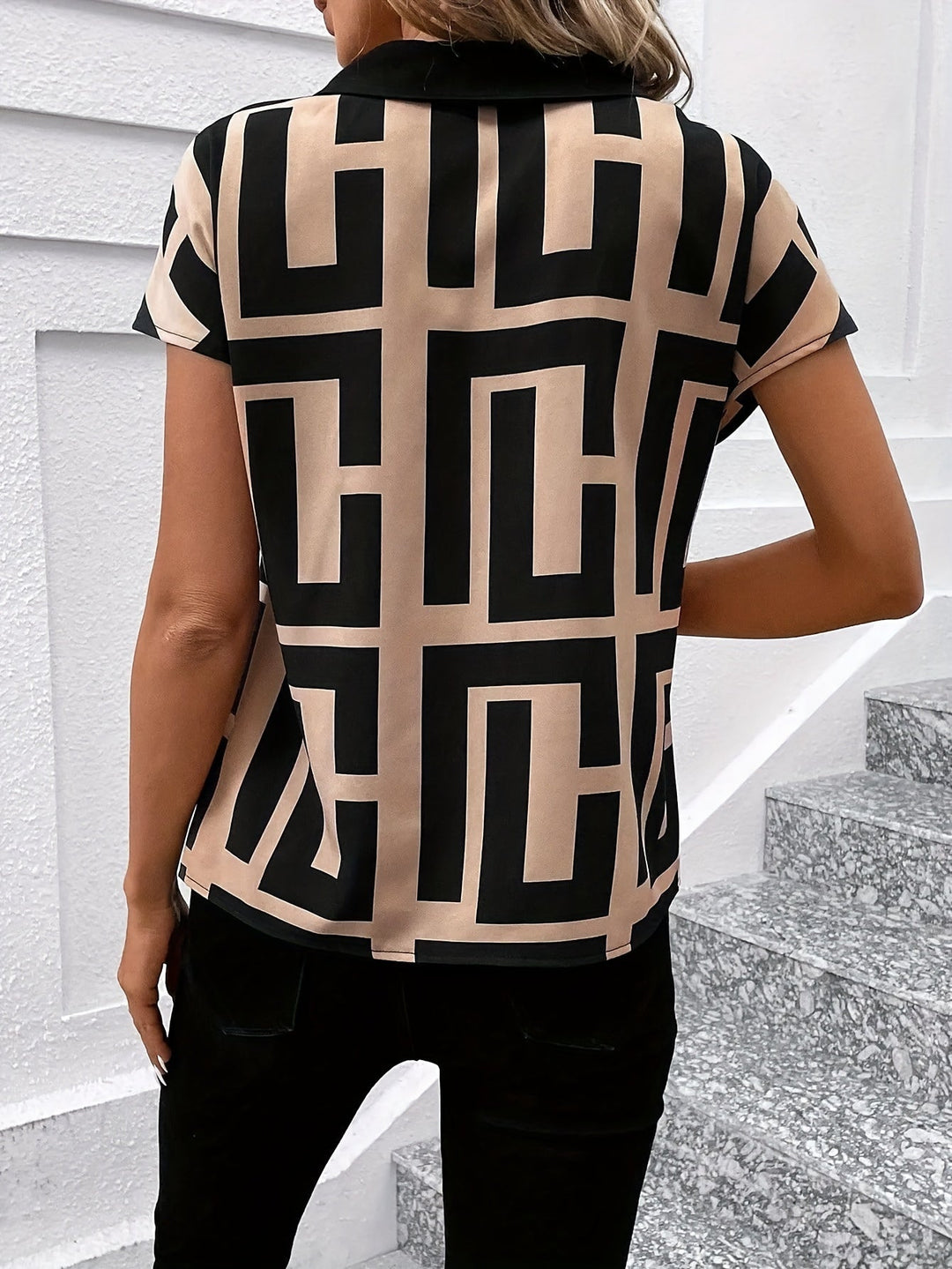 Sabine - Geometric Print Blouse