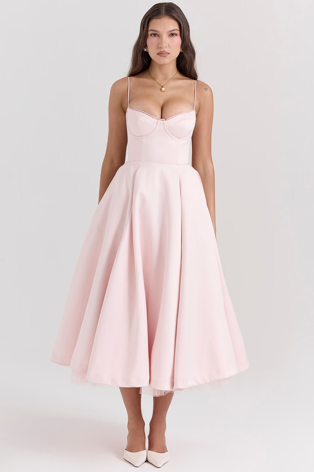 Felicity - Satin Corset Midi Dress — Pink