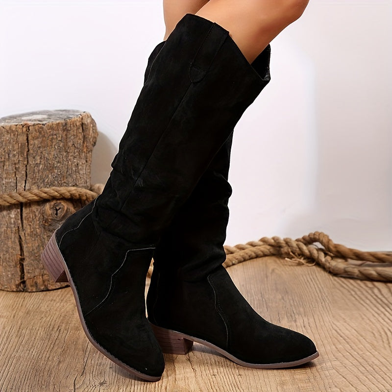 Zoe - Suede Slouch Knee High Boots