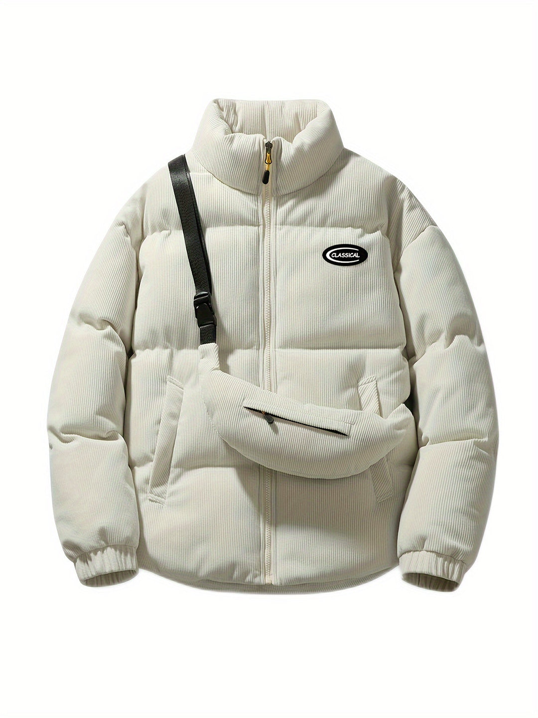 Nicholas - Padded Jacket with Stand Collar — Beige